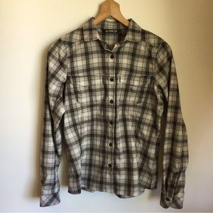 Arc’teryx plaid gray/white button-down shirt, like new, medium